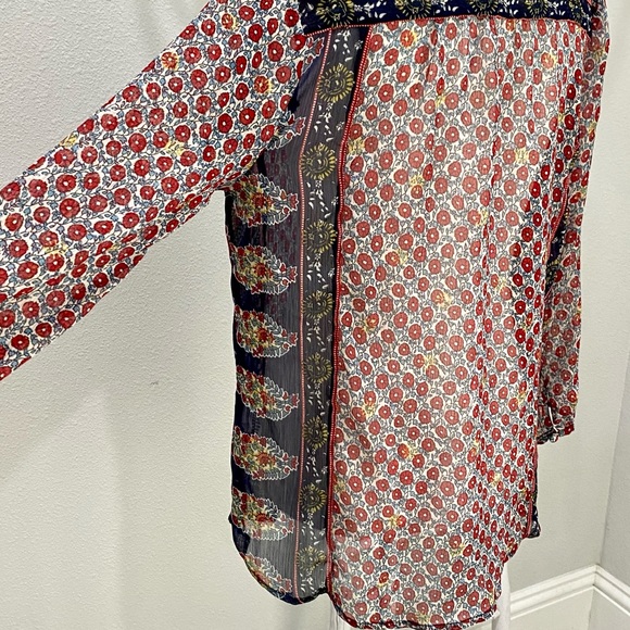 🔥Lucky Brand Bohemian sheer blouse tunic - Picture 5 of 7